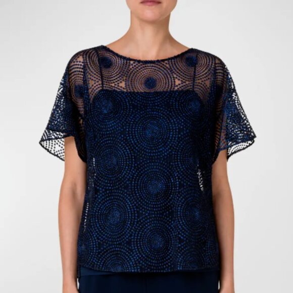 Akris Punto Metallic 3D Dot Embroidery Blouse - Size 8 - Picture 1 of 4